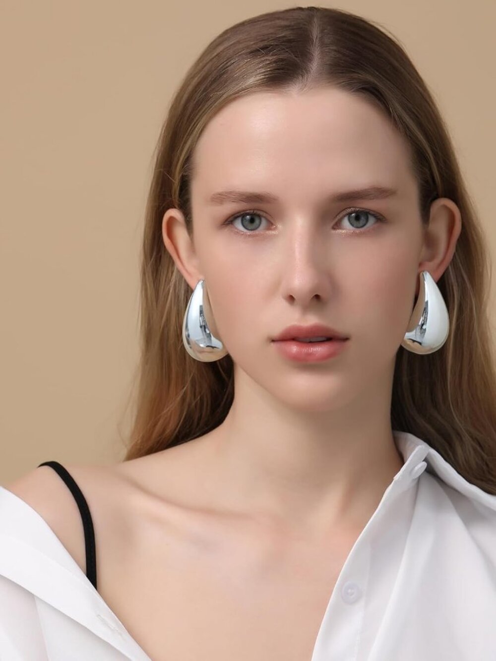 Extra Large Big Drop Earrings for Women, Oversized Chunky Gold Hoop Earrings Lig - Picture 2 of 7